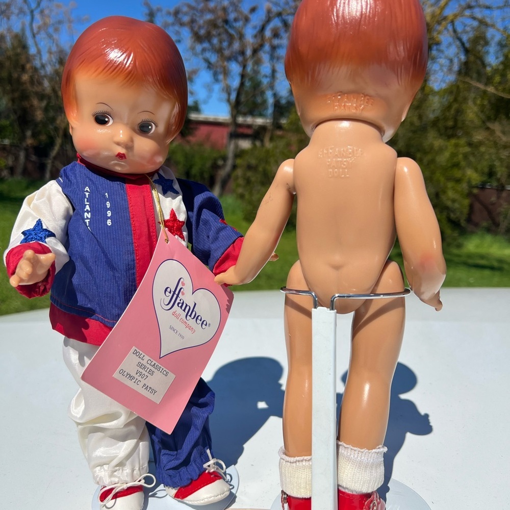 Effanbee Red Hair Kewpie-Style Doll in Red, White & Blue Outfit - Picture 3 of 7